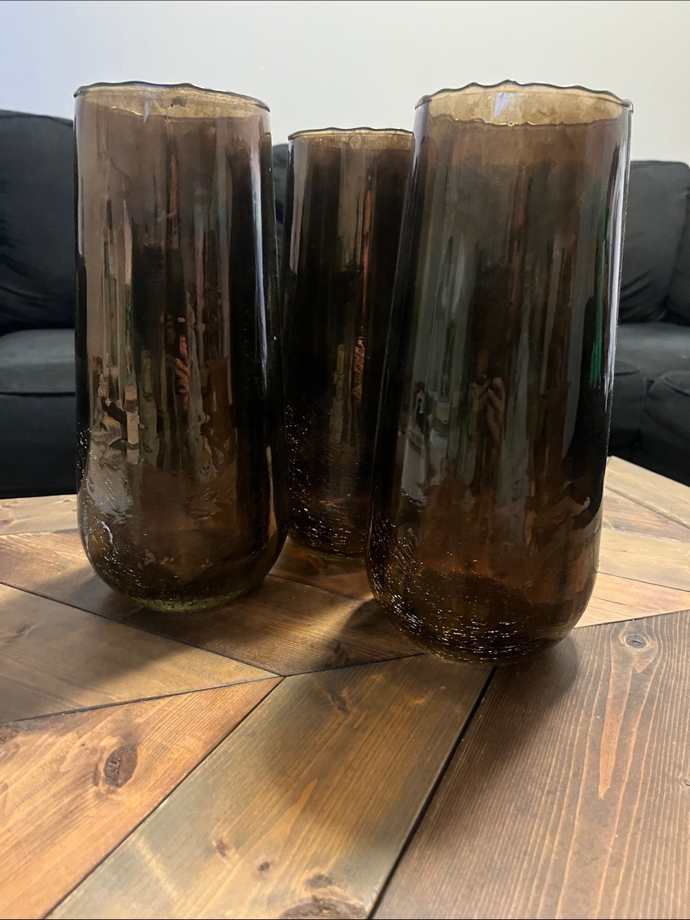 Smoky Brown Glass Vase Set - Home Accents